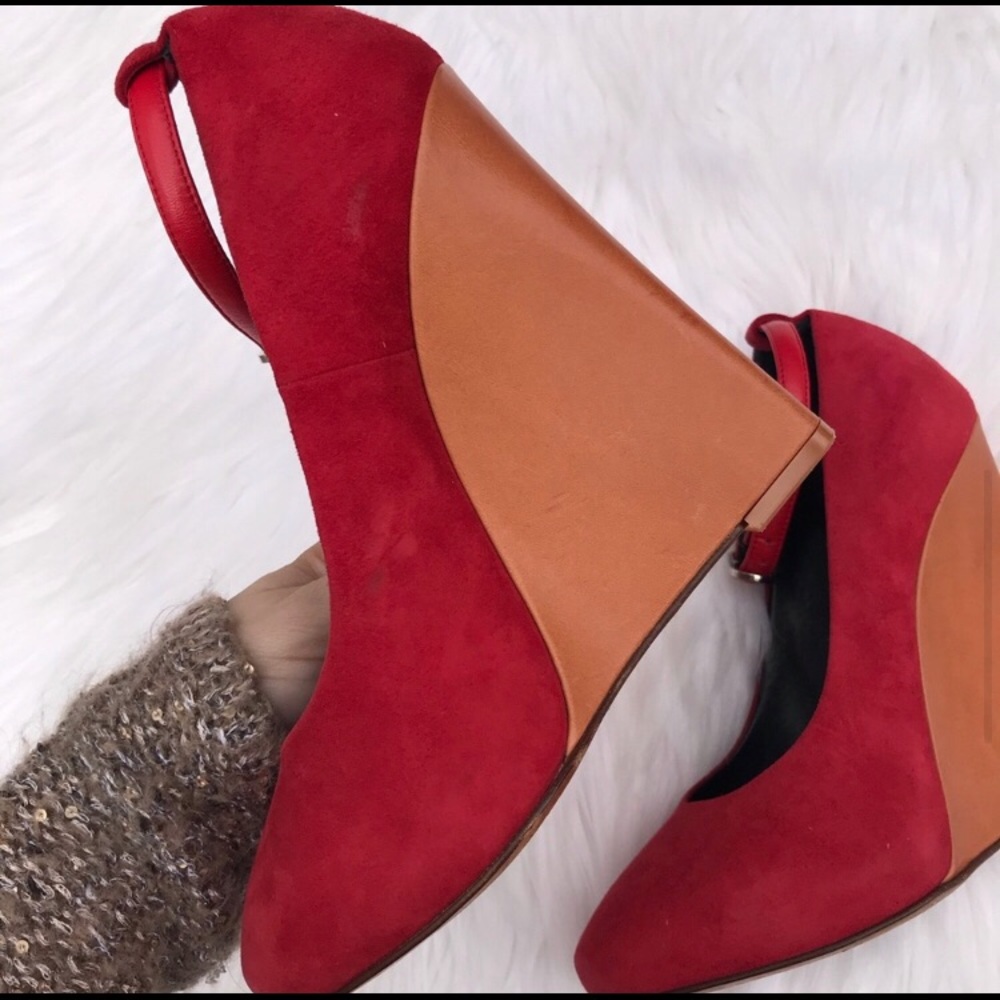 Celine Suede Round-Toe Wedges - Picture 5 of 8